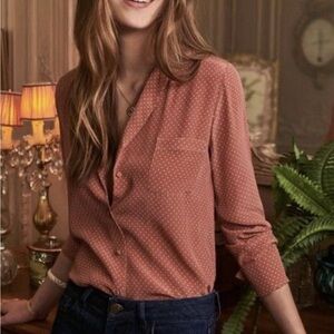 Sezane Florence top rose with ecru polka dots